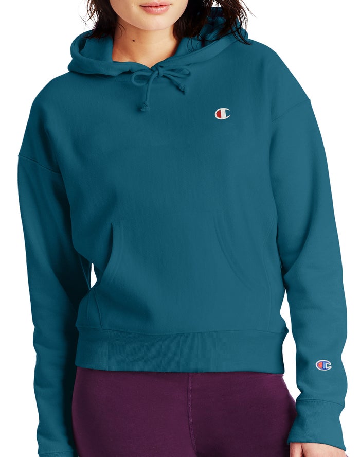 Champion Reverse Weave C Logo Hoodie Dames - Blauw - Belgie 3927QMKOT